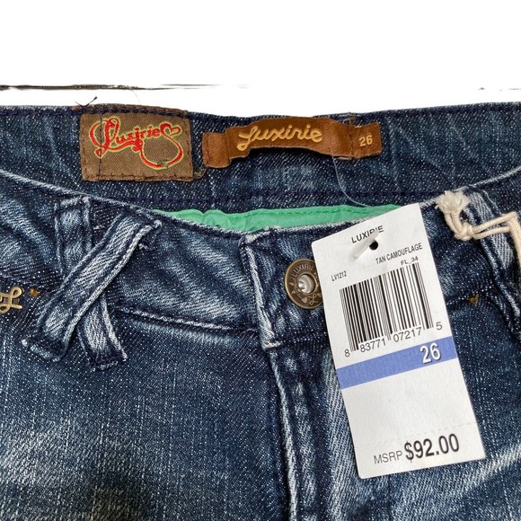 Luxirie by LRG Baby Heart Camo Bootcut Distressed Stretch Flared Jeans 26 NWT - Picture 12 of 12